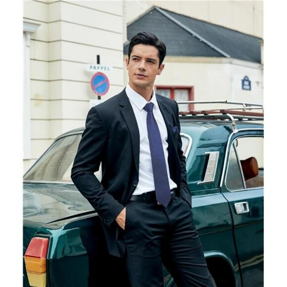 Mens Extra Long Plaid Tie Pocket Square Set Silk Business Wedding Necktie - Picture 6 of 7